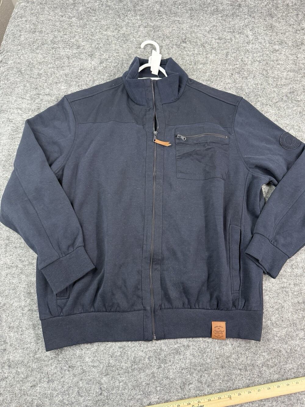 C&A Sweater Jacket Mens 2XL Navy Blue Full Zip Grandpa Pockets Heavy Eu 3XL N123